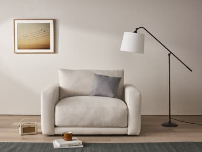 Little Softie Love Seat in Whipped Cream White Linen
