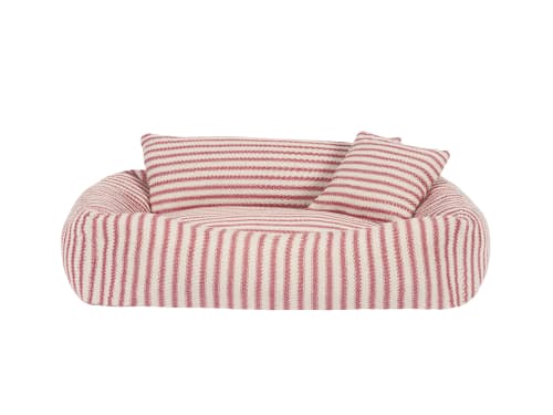 Woofins Small Dog Bed in Pink Stripe
