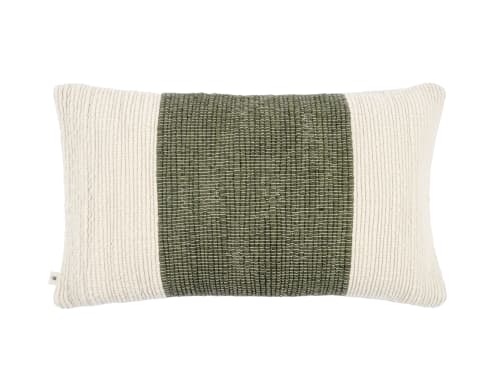 Knitty Stripe Wool Cushion 40 x 66 cm in Green