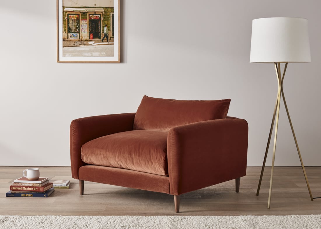 Squishmeister Love Seat in Thatch House Fabric