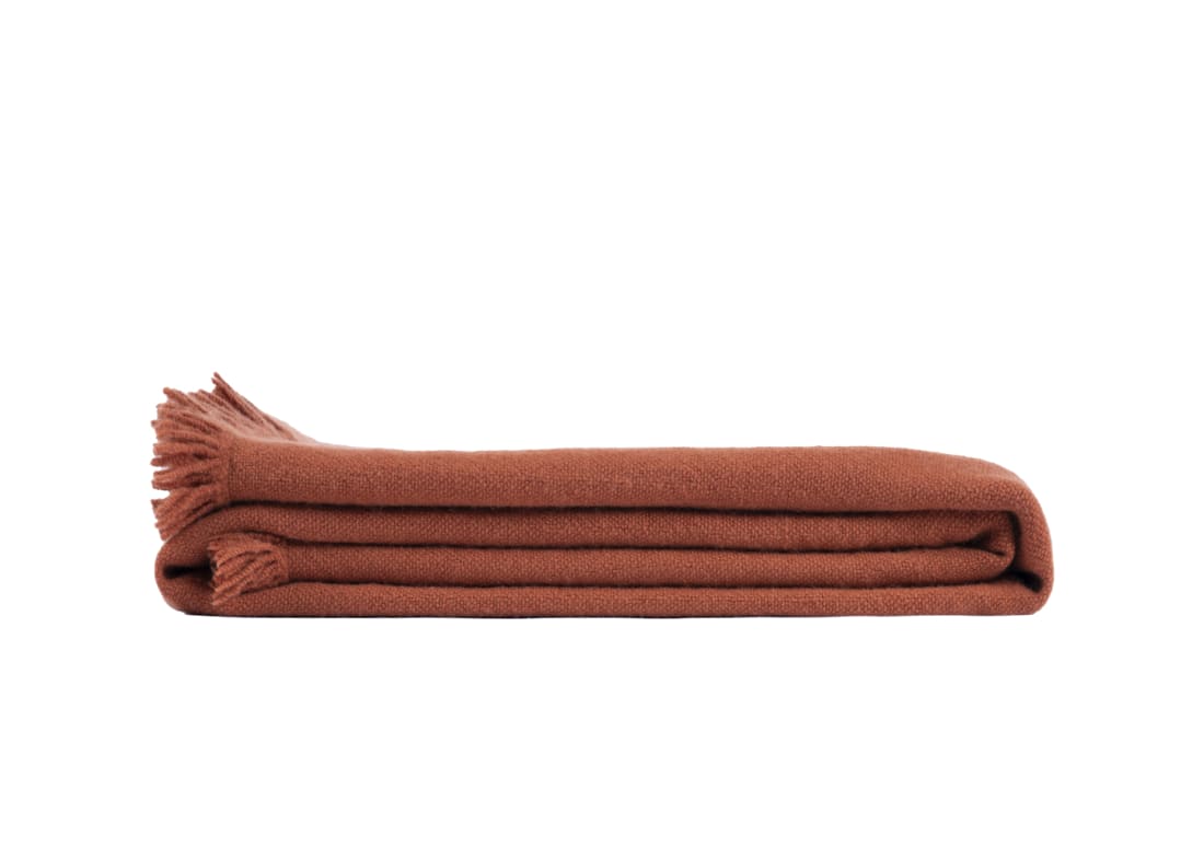 Nuzzler Merino Wool Blanket 170 x 180 cm in Terracotta