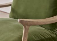 Squishbag Accent Chair in Whitewashed Oak in Grass Clippings Green Velvet