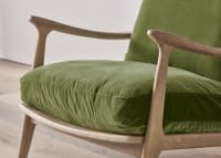 Squishbag Accent Chair in Whitewashed Oak in Grass Clippings Green Velvet