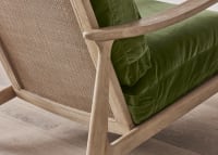 Squishbag Accent Chair in Whitewashed Oak in Grass Clippings Green Velvet