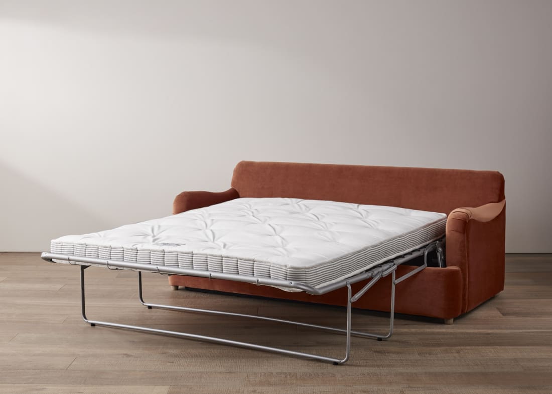 Jonesy Sofa Bed in Broken Pot Orange Velvet