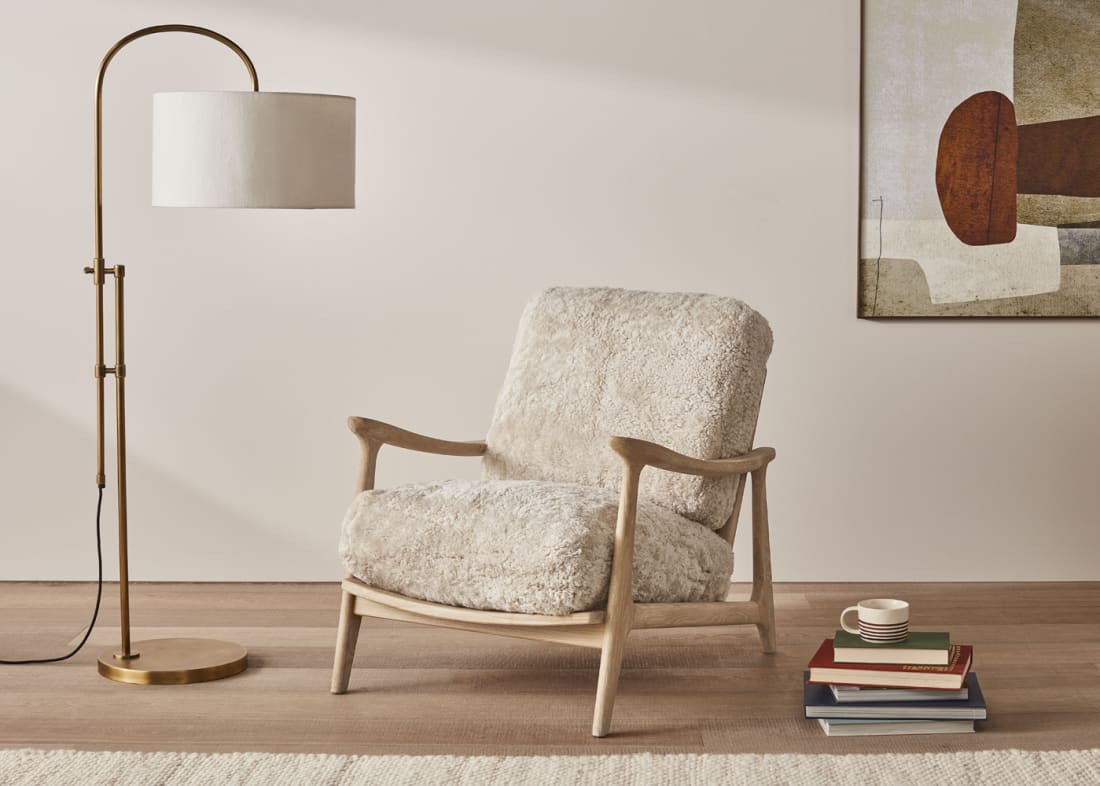 Shearer Squishbag Accent Chair in Whitewashed Oak