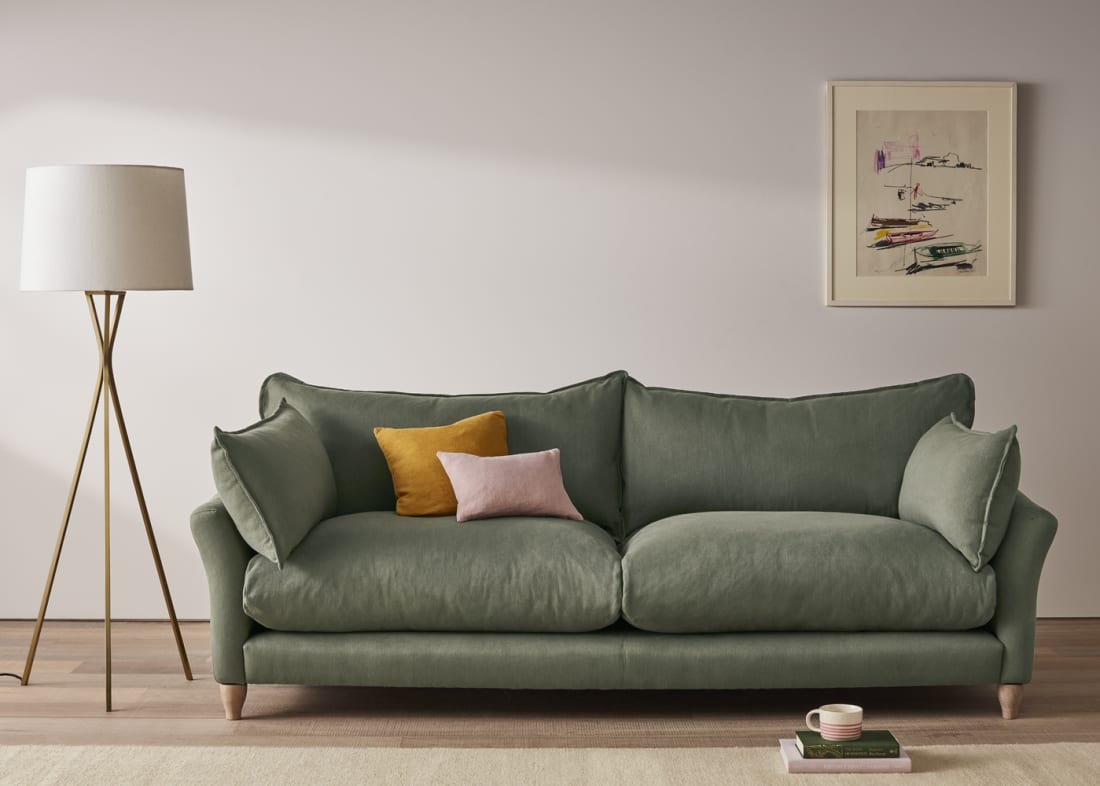 Brioche Sofa in Waxed Jacket Green Linen