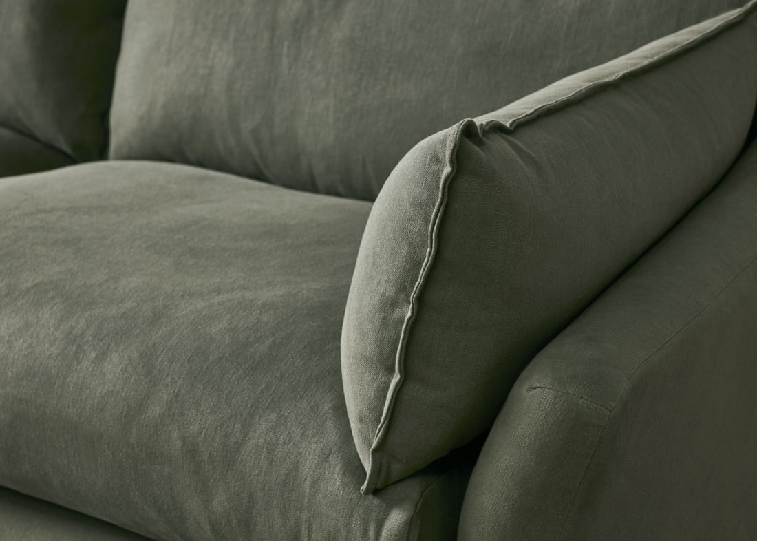 Brioche Sofa in Waxed Jacket Green Linen