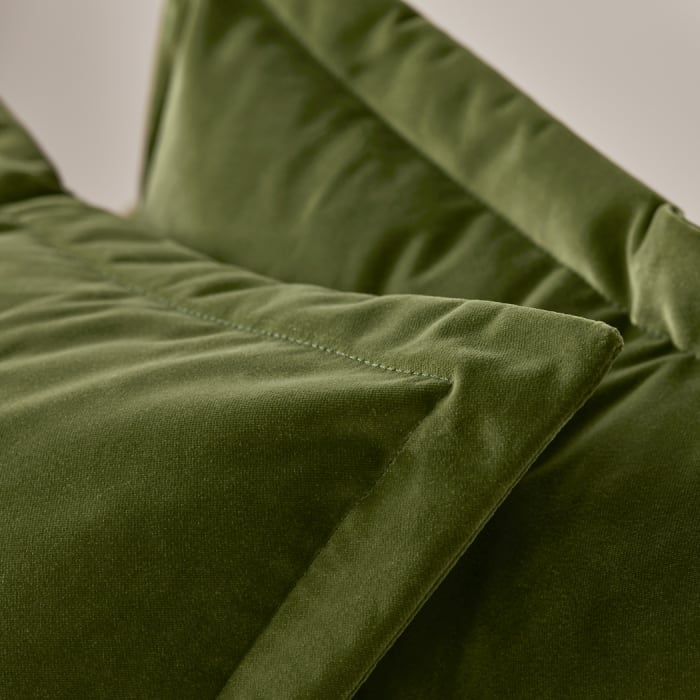 Wodge Corner Sofa in Grass Clippings Green Velvet
