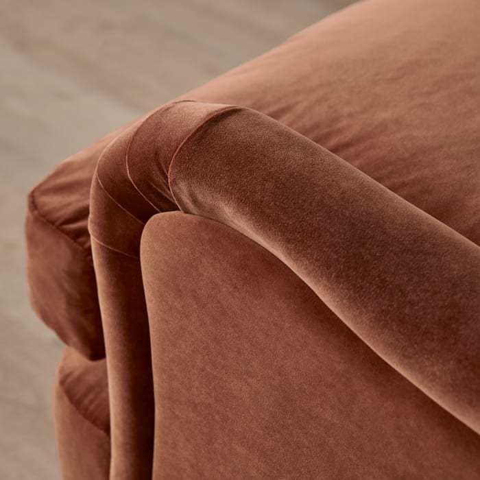 Jonesy Chaise Sofa in Broken Pot Orange Velvet