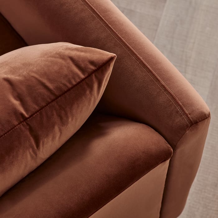 Squishmeister Corner Sofa in Broken Pot Orange Velvet