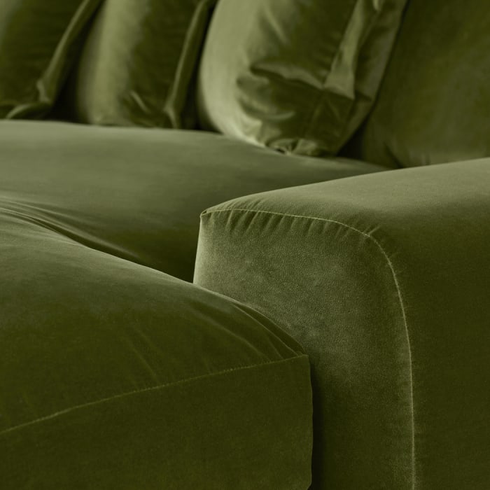 Wodge Modular Chaise Longue in Grass Clippings Green Velvet