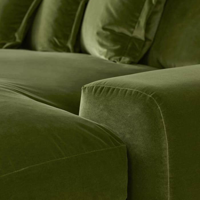 Wodge Modular Chaise Longue in Grass Clippings Green Velvet
