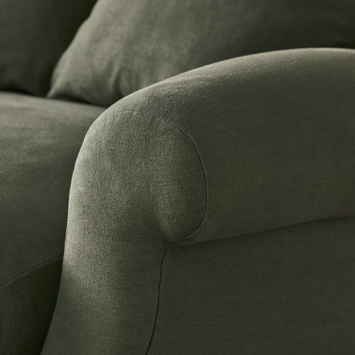 Crumpet Large Sofa in Waxed Jacket Green Linen