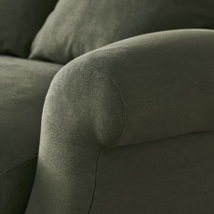 Crumpet Large Sofa in Waxed Jacket Green Linen