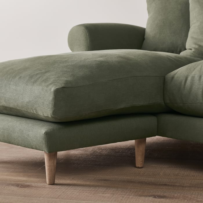 Crumpet Chaise Large Left Hand in Waxed Jacket Green Linen