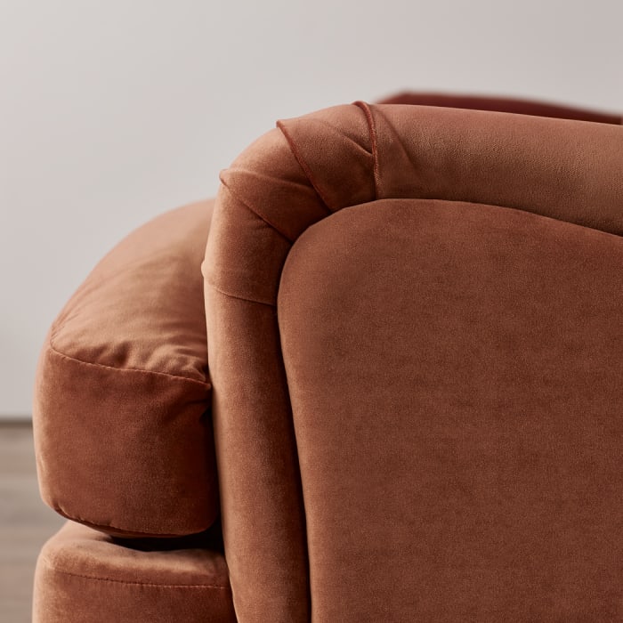 Jonesy Sofa Bed in Broken Pot Orange Velvet