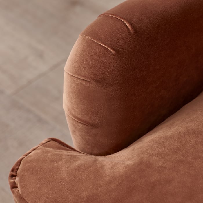 Jonesy Sofa in Broken Pot Orange Velvet