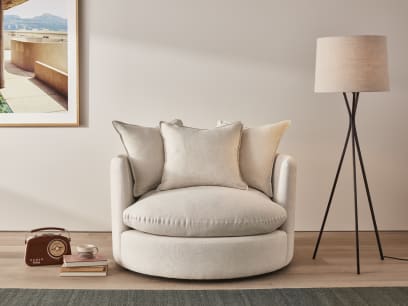 Large Dunkins Accent Chair in Egg Box Beige Linen