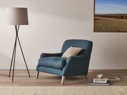 Chin Chin Accent Chair in Hosepipe Teal Linen