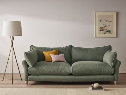 Brioche Sofa in Waxed Jacket Green Linen