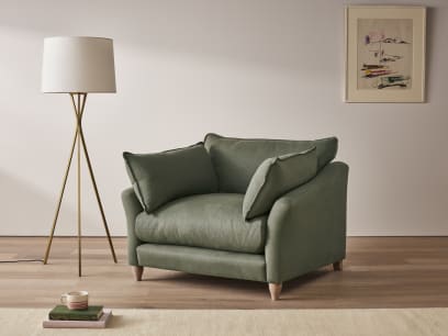Brioche Armchair in Waxed Jacket Green Linen