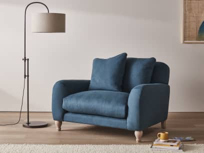 Bear Hug Love Seat in Hosepipe Teal Linen