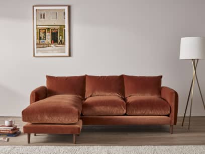 Squishmeister Corner Chaise Sofa in Broken Pot Clever Velvet
