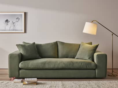 Big Easy Sofa in Waxed Jacket Green Linen