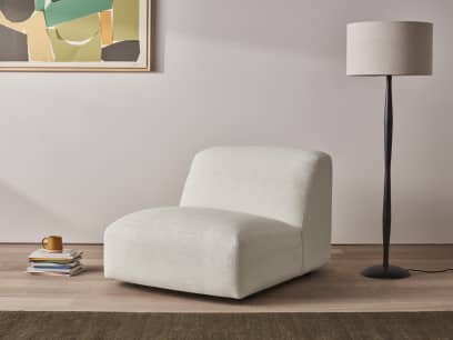 Squishblocks Armless Love Seat in Egg Box Beige Linen