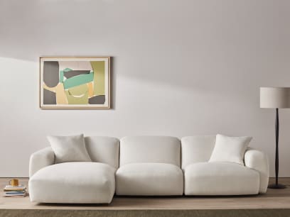 Squishblocks Chaise Sofa in Egg Box Beige Linen