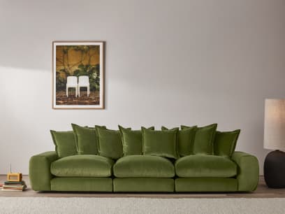 Large Wodge Sofa in Grass Clippings Green Velvet