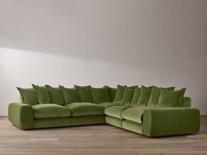 Wodge Corner Sofa in Grass Clippings Green Velvet