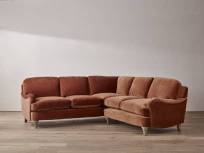 Jonesy Even Sided Corner Sofa in Broken Pot Orange Velvet