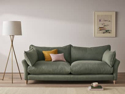 Brioche Sofa in Waxed Jacket Green Linen