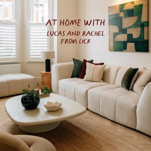 At home with @lick Lucas and Rachel. You might be surprised to hear that the co-founder of a paint company painted his house entirely white. But it really does strike the sweet spot between calm, sophisticated and utterly comfortable. 

The Loaf pieces throughout bring a welcome pop of colour against the minimalist backdrop. Scroll through to see our favourites. Which one would you sneak through your front door first?