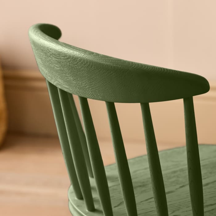 Pair of Drummer Kitchen Chairs in Grass Clippings Painted Oak