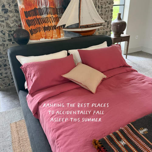 We scouted out the best spots for doing absolutely nothing, then rated them all. Where are you getting horizontal this summer?

Featuring: Bedfather Bed in Coffee Bean with Lazy Linen Raspberry Fool Bed Linen / Lollins Beanbag /Basecamp Sofa in Hit The Hay /Slow Riser Corner Sofa Bed in Sopping Seagrass / Sugar Puff Bed in Passing Cloud Velvet / Poppins Bed in Light Oak