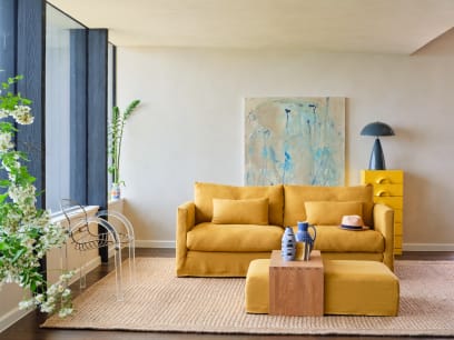 Bruges Sofa in Honey Pot Yellow Linen
