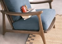 Squishbag Accent Chair in Dark Oak in Hosepipe Teal Cotton