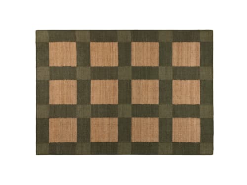 Hatchy Jute Rug - 140cm x 200cm - Waxed Jacket - Green