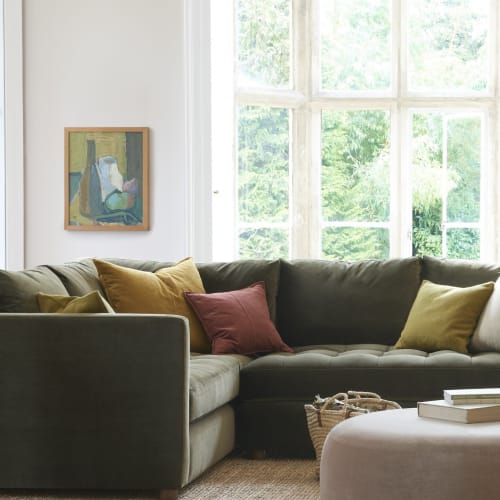 Inspired by a classic mid-century sofa, we've replaced the firm and foamy feeling of the era with a soft and sumptuous sit to create our Easy Glider corner sofa. Sink in.⁠
⁠