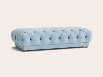 Squish-a-Lazy Footstool in Birthday Candle Blue Linen