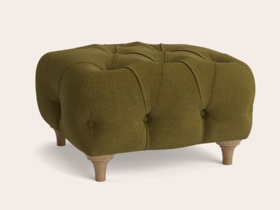 Treacle Footstool in Pressed Olives Green Chenille