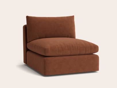 Cuddlemuffin Armless Love Seat in School Satchel Brown Chenille