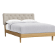 Dr Slow Bed in Natural Linen - Double - Natural Fabric - Light Oak