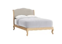 Coco Bed in Natural Linen - Double - Whitewashed Oak