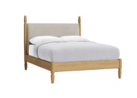 Pippi Bed in Natural Cotton Linen - Double - Natural Fabric - Light Oak