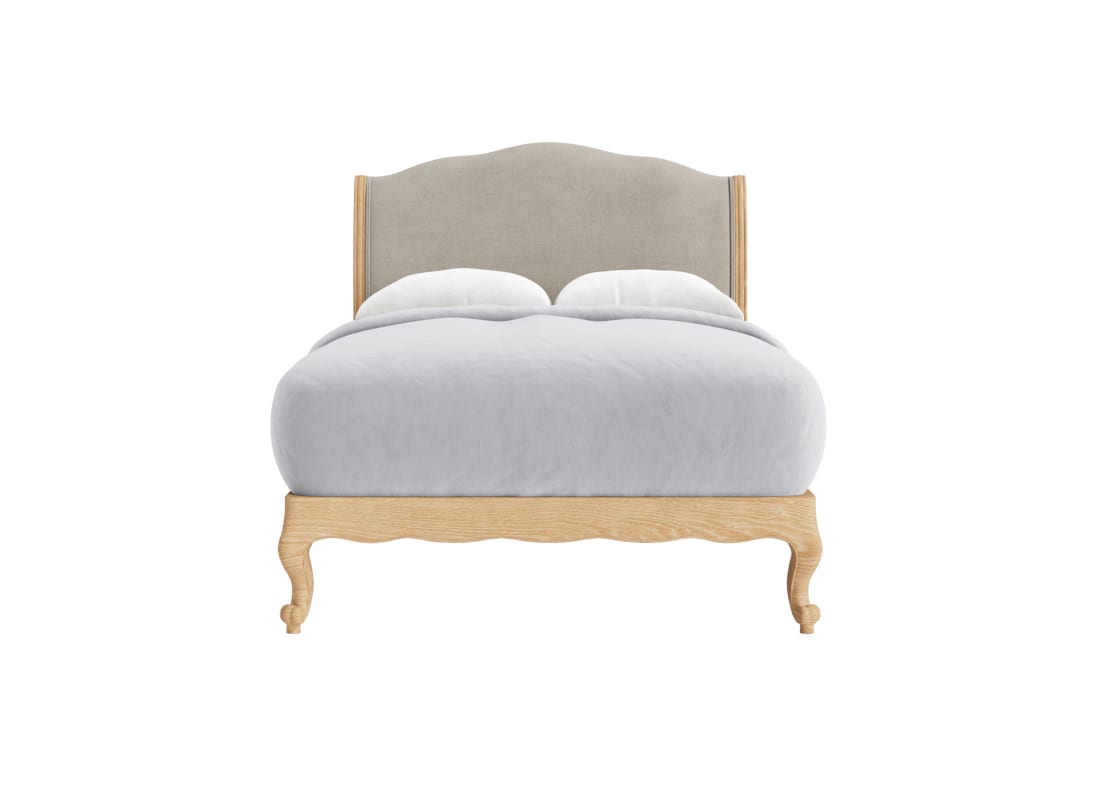 Coco Bed in Natural Linen - Double - Whitewashed Oak