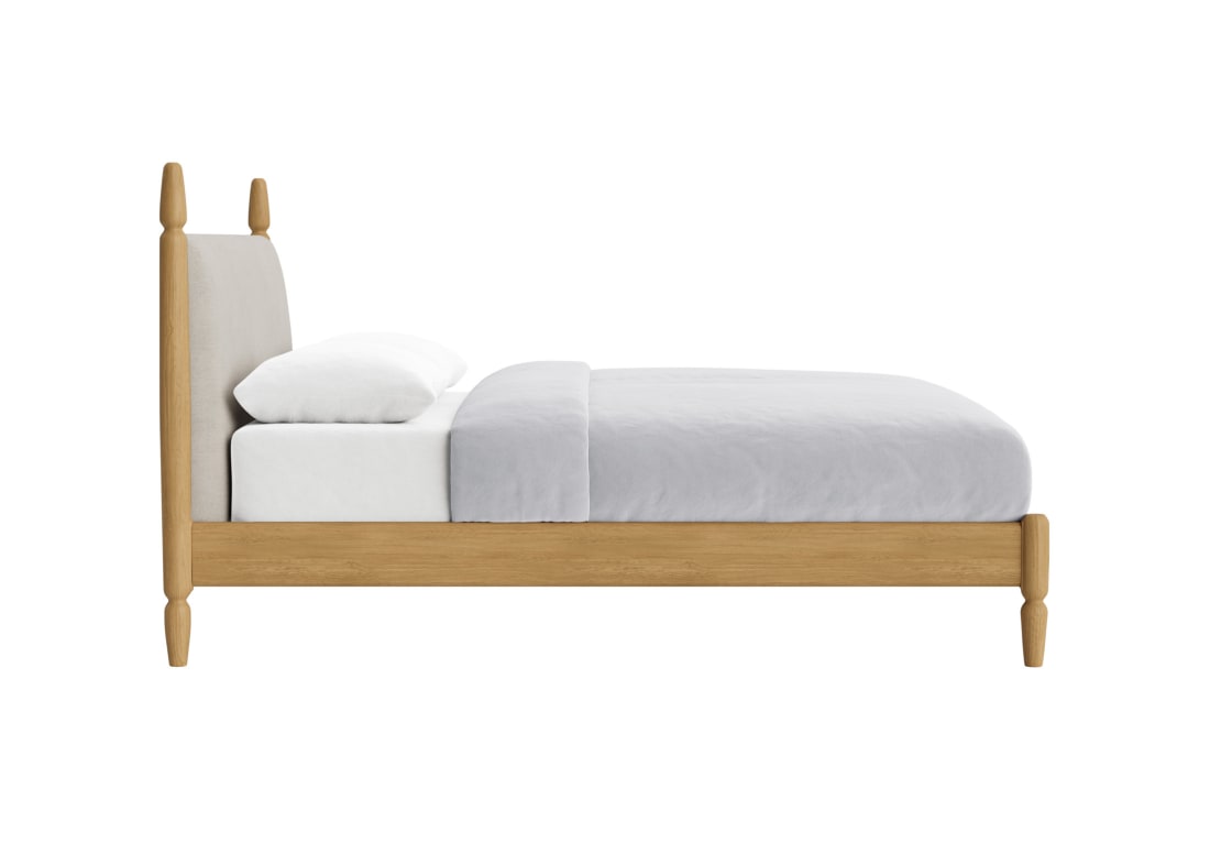 Pippi Bed in Natural Linen - Superking - Natural Fabric - Light Oak